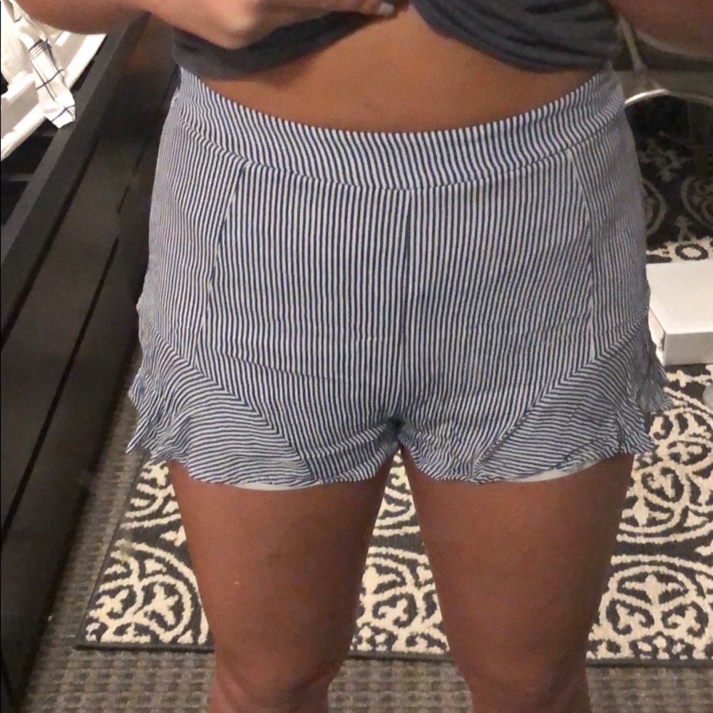 Blue Shorts with frills on the side